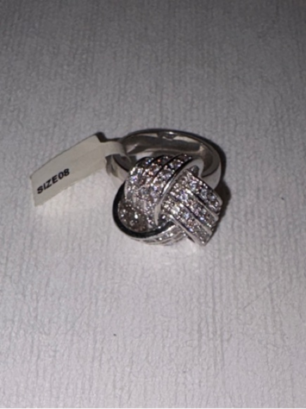 Sterling Silver Knot Cluster Ring with Clear Stones - Silver